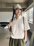 Gretel Shirring String Cotton Crop Short Sleeve Shirt