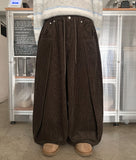 [unisex] Taoki banding fold balloon wide corduroy pants