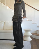 Maver Side Hem Snap Brushed Wide Pile Pants