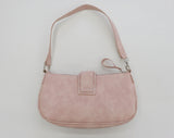 Linta Pink Printed Leather Hobo Baguette Shoulder Bag