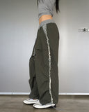 Veron Frill Color Matching Nylon Wide Two-Way Pants