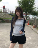 Ray Two-Tone See-Through Raglan Long Sleeve