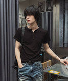[LANARCH] Half Zip-Up Short Sleeve T-Shirt