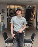 Ziden Half Zip-Up Ribbed Short-Sleeve T-Shirt