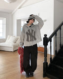 [Lining brushed] Curie New York Patch Damage Hooded Zip-up