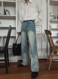 Marl flare denim pants