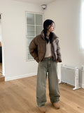 Clutch Grayish Washing Long Wide Denim Pants