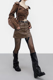 Tainna Crack Leather Skirt (Belt Set)