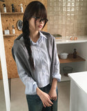 KN Crop Stripe Slim Shirt