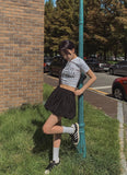 Media lettering cropped short-sleeved