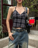 Wiz Strap Check Blouse Scrunch Set