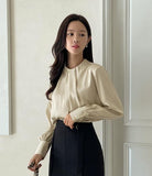 Atte Satin Pin-Tuck Blouse