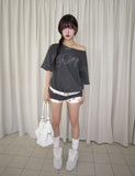 I Love pattern banding shorts