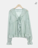 Mauve Frill See-through Blouse