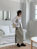 Rachel String Color Nylon Banding Pocket Cargo Long Skirt