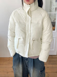 Season zipper pocket puffer collar short padding