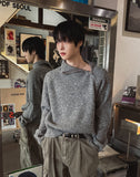 [LANARCH] Shoulder Zip-up Ribbed Knit Sweater