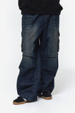 Wide cut cargo denim pants