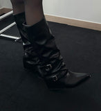 Unfold Leather Knee High Boots