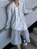Linen Waffle Two Tone Knit Cardigan