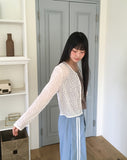 Cheche flower see-through button cardigan