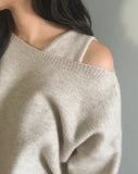 Sotel Sleeveless Layered Off-Shoulder Knit Set