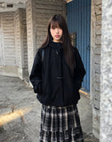 Huen High Neck Duffle Over Wool Hood Midi Coat