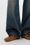 Double washing wide jeans