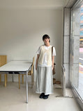 Beku Banding Stripe Lace Long Skirt