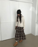 Bame Punching Collar Wool Knit Long Sleeve Cardigan