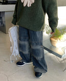 Koiso cut button washed balloon denim pants