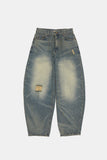 Laser brush balloon denim pants