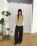 Linda Check Pintuck Ribbon Frill Blouse