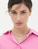 Nova Silver (W) Pave Link Station Necklace
