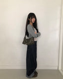 Jakan Flower Roll-up Wide Denim Pants