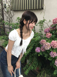 Kalin Summer Ribbon Open Crop Blouse