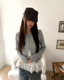 Mien Round Button Long Sleeve Cardigan