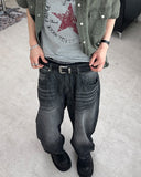 Carton linen-like washed denim pants