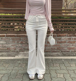 Classic Slim Fit Banding Hip Pad Bootcut Cotton Pants
