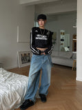 Nad washing chain wide denim pants
