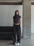 Color matching cross string nylon pants