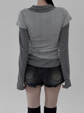 Mary Square Fur Knit Short Sleeve