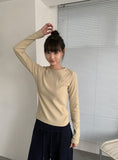 [BAONHAUS] Benir Round Ribbed Long Sleeve Tee
