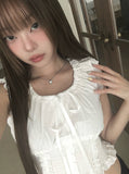 Evil Shirring Crop Puff Ribbon Smoke Blouse
