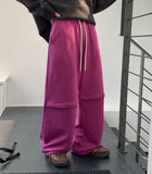 Lipas Zipper Slit Banding Wide Pants