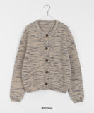 Laniko Round Mix Color Pattern Wool Knit Cardigan