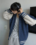 Color Matching Knit Varsity Zip-Up