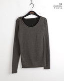 Hit Unbalanced Off-Shoulder Snap Long Sleeve T-Shirt