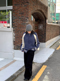 Bollen Varsity Color Matching Boxy Two-Way Knit Zip-Up