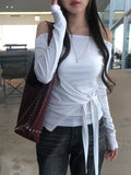 Kojin Studded Wrap Tie Off-Shoulder T-Shirt